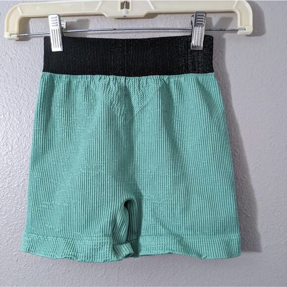 Free People Prajna Shorts Key West Mint Green Black High Waist shorts - Picture 4 of 5